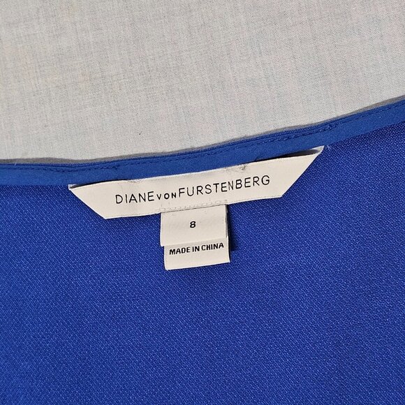 Diane Von Furstenberg Megan Sheath Dress Women Size 8 Blue Sleeveless Side Zip - Picture 4 of 16